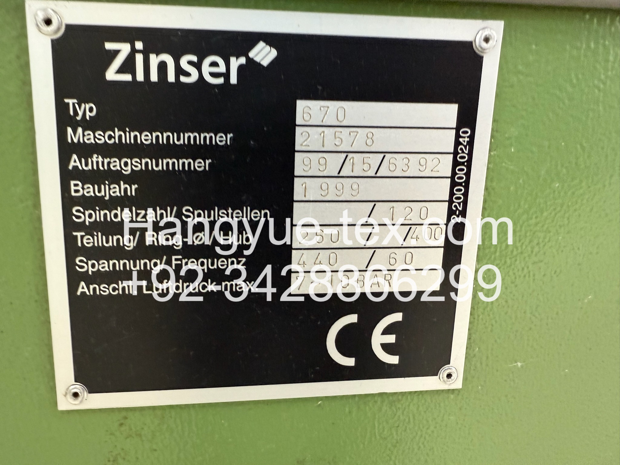 5 Sets Zinser FL670 Roving Frame Year–1999/2017 - Image 4